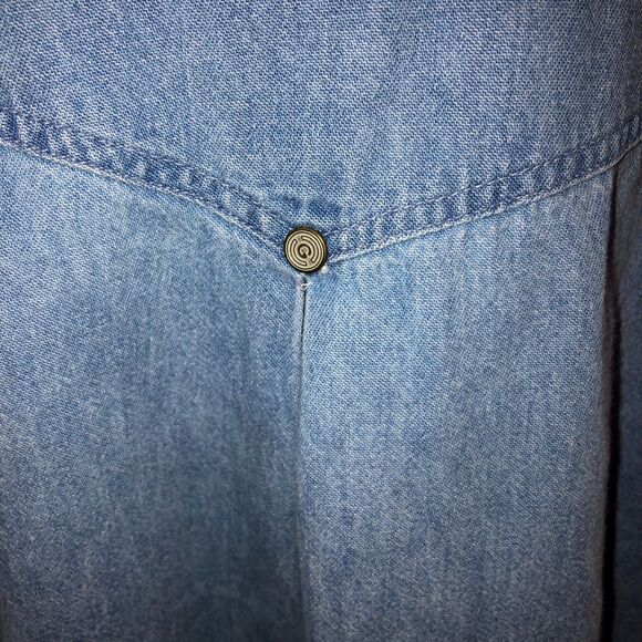 Vintage PS Gitano Womens Medium Blue Long Sleeve Button Up Chambray Shirt Sz M - Picture 7 of 9